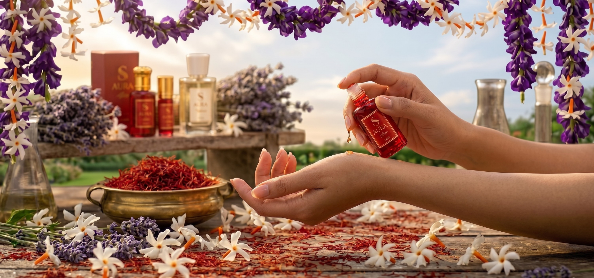 Applying S Aura Perfume Oil