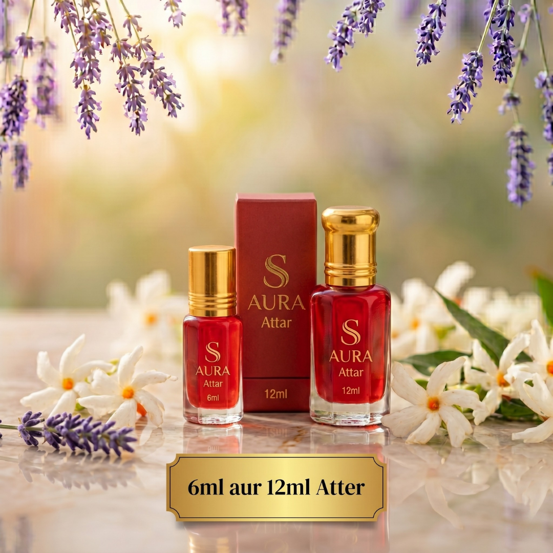 S AURA Twin Cosmic Attar Set – Pure Aromatic Oil Luxury Combo (6ml + 12ml Concentrated Alcohol-Free Fragrances)